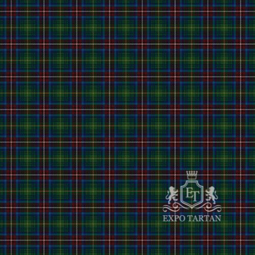 Men's Chattahoochee River Swatch showing a green and navy sett, intricately intersected by burgundy bands and fine yellow and white overchecks