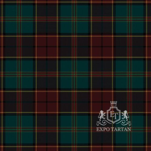 Men's Chelsea Swatch showing a forest green and burgundy sett, intricately intersected by black bands and fine yellow and red overcheck