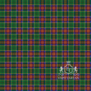 Men's Chicopee, MA Swatch showing a green, blue, and red sett, intricately intersected by bright yellow overchecks