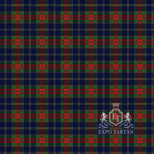 Men's Christmas Morning Swatch showing a dark navy and green sett, intricately intersected by bright red bands and fine yellow overchecks.