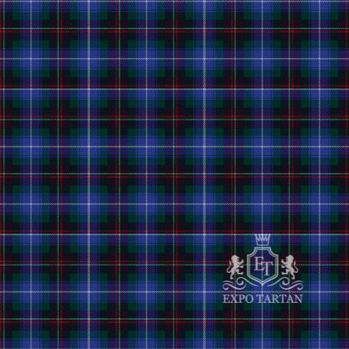 Men's Church of Scotland Swatch showing a dark blue and green sett, intricately intersected by fine red and white overcheck