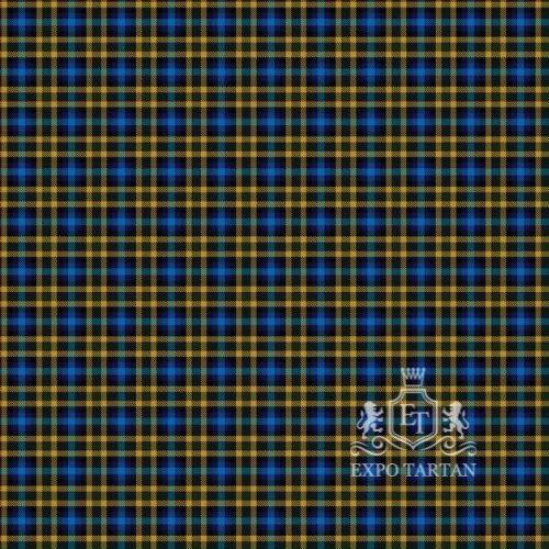 Men's City of Long Beach Swatch showing a deep blue and dark green sett, intricately intersected by bright yellow overchecks