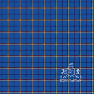 Men's Clark's Harbour Swatch showing a bright blue sett, intricately intersected by dark blue bands and multi-colored overchecks of white, yellow, and red