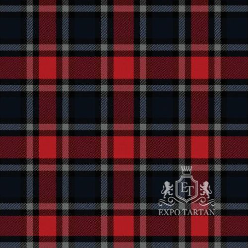 Men's Clergy Red Swatch showing a red and navy sett, intricately intersected by heavy black bands and light grey overchecks.