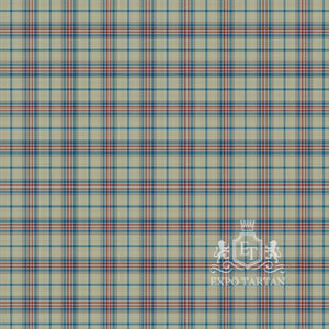 Men's Compatriots Spirit of Peace Swatch showing a light beige sett, intricately intersected by bright blue and red bands