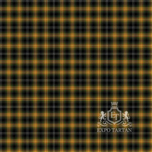 Men's Confessore Swatch showing a green and black sett, intricately intersected by bold golden-yellow bands and fine white overchecks