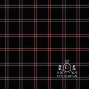 Men's Covass Swatch showing a solid black sett, intricately intersected by pale pink and grey overcheck