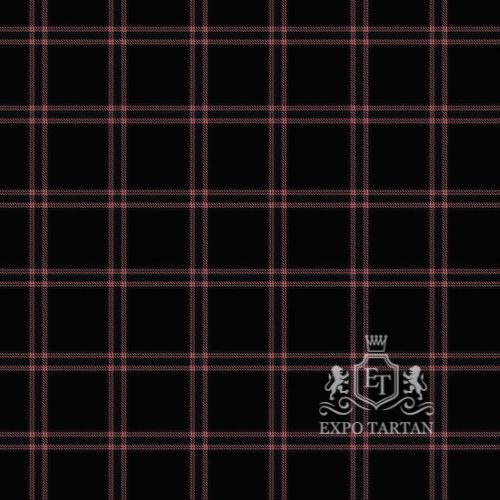 Men's Covass Swatch showing a solid black sett, intricately intersected by pale pink and grey overcheck