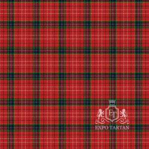 Men's Cumberland Swatch showing a vibrant red sett, intricately intersected by forest green, dark navy, and fine yellow and white overchecks