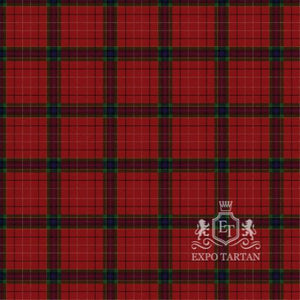 Men's Cromdale Swatch showing a vibrant red sett, intricately intersected by forest green, deep blue-purple, and fine yellow and black overchecks