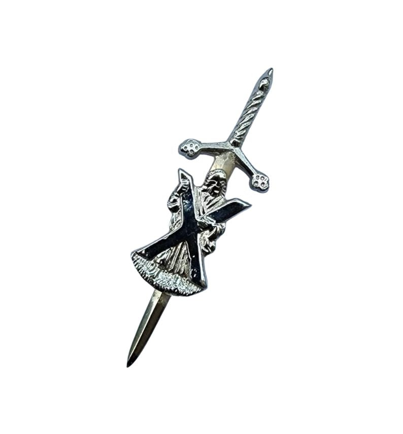 Cross Badge Silver Kilt Pin