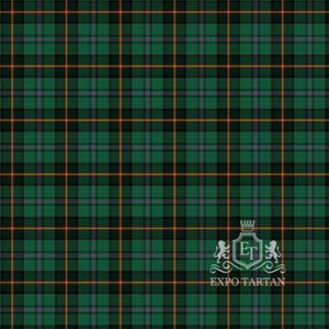 Men's Dartmoor Swatch showing a green and black sett, intricately intersected by yellow, red, and purple overcheck