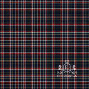 Men's Dauphinee Trussville Alabama Swatch showing a navy blue sett, intricately intersected by red and white bands and yellow overcheck
