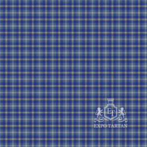 Men's Deaf Community Scotland Swatch showing a deep royal blue and muted slate sett, intricately intersected by vibrant yellow-green and light sky blue overchecks.