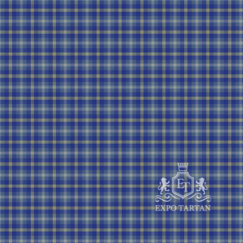 Men's Deaf Community Scotland Swatch showing a deep royal blue and muted slate sett, intricately intersected by vibrant yellow-green and light sky blue overchecks.