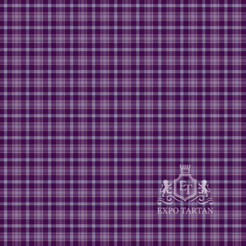 Men's Deaf Community Swatch showing a deep royal purple sett, intricately intersected by muted lavender-grey and warm copper-orange overcheck