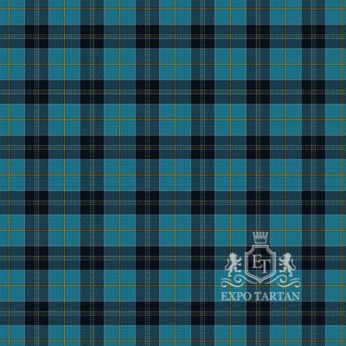 Men's Deaf Scotland Heritage Swatch showing a rich teal blue and deep navy-black sett, intricately intersected by golden-yellow and crisp white overcheck
