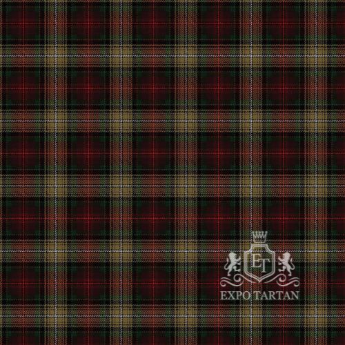Men's Declaration of Arbroath 7th Centennial Anniversary Swatch showing a dark forest green and deep burgundy sett, intricately intersected by golden-brown and crisp white overcheck