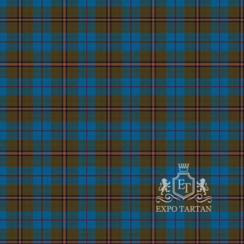 Men's Deeside Royal Swatch showing a royal blue and earthy olive-green sett, intricately intersected by bright red and crisp white overcheck