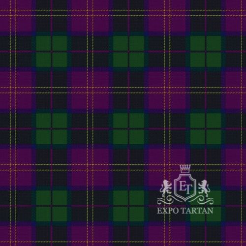 Men's Discover Islay Swatch showing a deep green and purple sett, intricately intersected by navy blue and golden-yellow overcheck