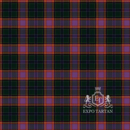Men's Dundee Carers Centre Swatch showing a deep forest green and vibrant purple sett, intricately intersected by navy blue and bright yellow-orange overcheck