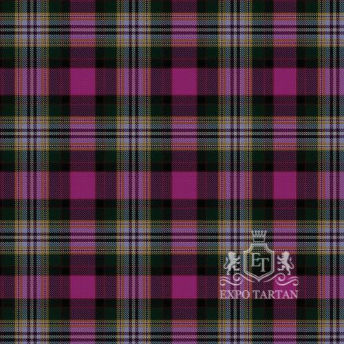 Men's Dundee Pink Variation Swatch showing a vibrant magenta-pink and deep green sett, intricately intersected by navy blue, lavender, and golden-yellow overcheck