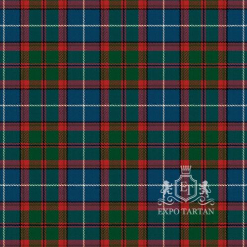 Men's Dunedin Florida Swatch showing a rich forest green, deep blue, and crimson red sett, intricately intersected by crisp white and dark overcheck