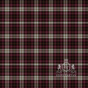Men's Dunkeld Swatch showing a deep maroon red, black, and light grey sett, intricately intersected by olive-brown and crisp white overcheck