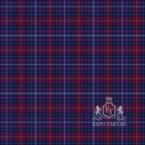 Men's Dyslexia Friendly Scotland Swatch showing a deep purple, burgundy, and dark teal-blue sett, intricately intersected by bright sky-blue and golden-yellow overcheck