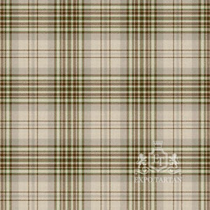 Men's Earl of Skye Swatch showing a light cream, stone grey, and earthy brown sett, intricately intersected by muted olive green overcheck
