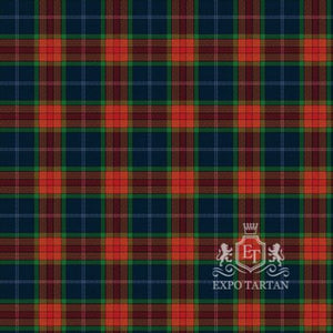 Men's Edinburgh Festival Fringe Swatch showing a vibrant red, deep navy blue, and rich forest green sett, intricately intersected by crisp white and fine yellow overcheck