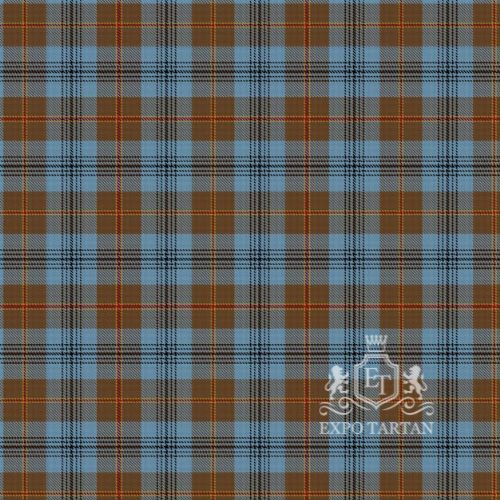 Men's Falkirk Swatchshowing a warm camel-brown, sky blue, and deep navy blue sett, intricately intersected by crimson red and crisp white overcheck