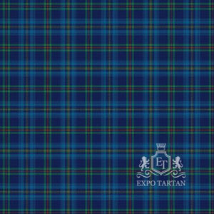 Men's Feis Phaislig Swatch showing a vibrant royal blue, deep navy blue, and rich forest green sett, intricately intersected by crimson red and golden-yellow overcheck