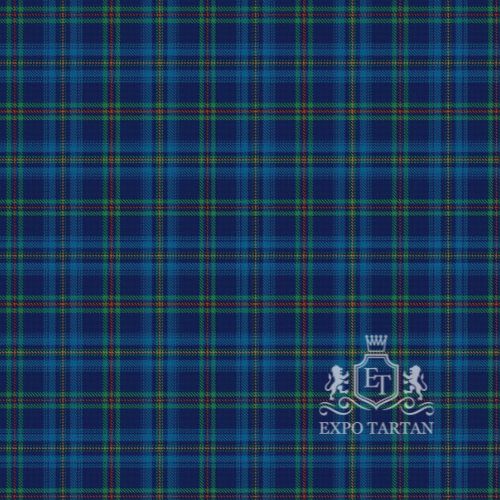 Men's Feis Phaislig Swatch showing a vibrant royal blue, deep navy blue, and rich forest green sett, intricately intersected by crimson red and golden-yellow overcheck