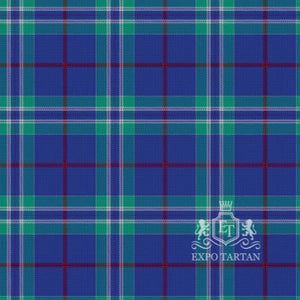 Men's Fergus Scottish Festival Swatch showing a vibrant royal blue, deep emerald green, and rich navy blue sett, intricately intersected by crimson red and crisp white overcheck