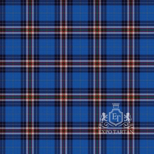 Men's Festival Interceltico de Aviles Swatch showing a vibrant sky blue, rich royal blue, and deep navy blue sett, intricately intersected by crimson red, forest green, and crisp white overcheck