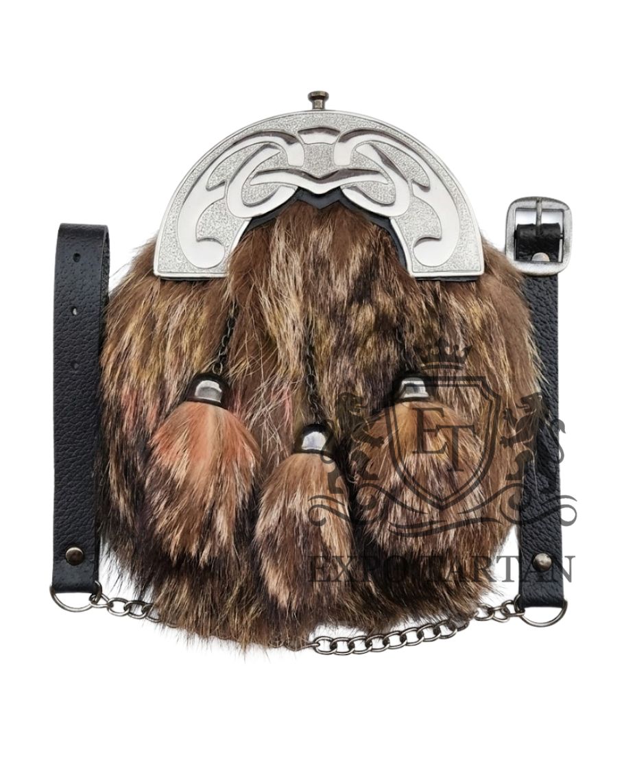 Fox Fur Full Dress Leather Kilt Sporran