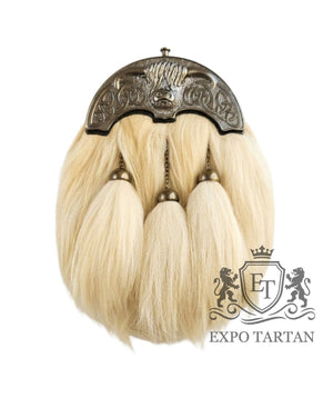 Goat Hair Full Dress Sporran With Antique Finish Cantle