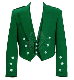 Green Prince Charlie Kilt Jacket With Vest