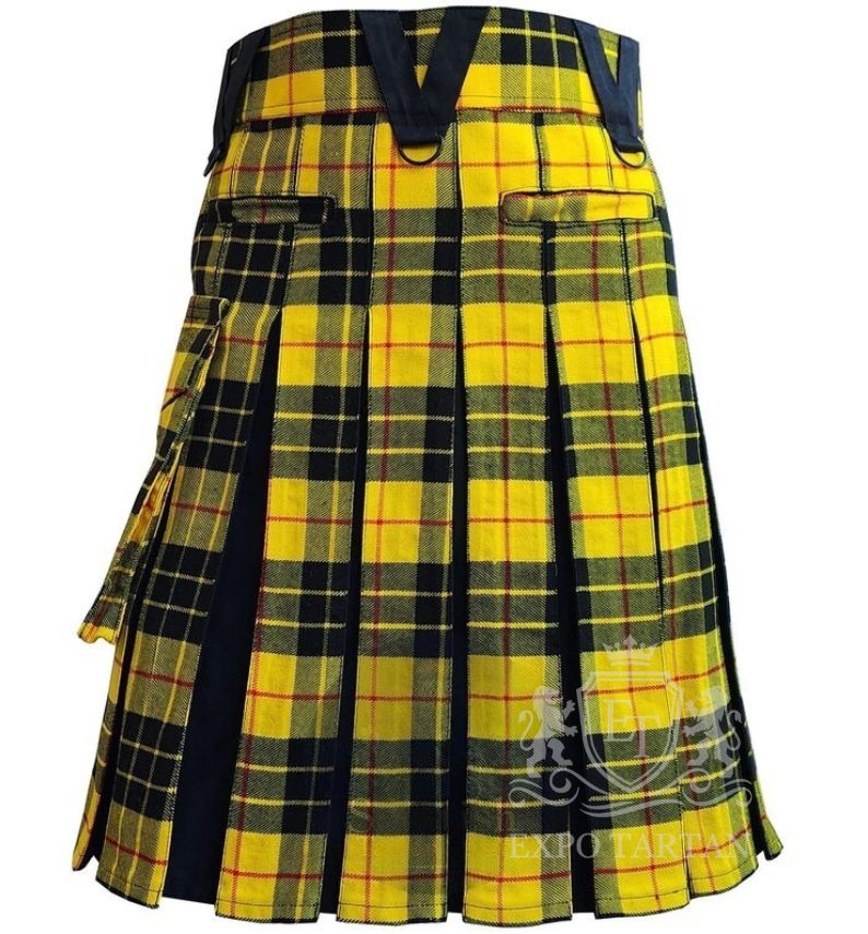 Handmade MacLeod of Lewis Tartan Hybrid Kilt Black Cotton Utility