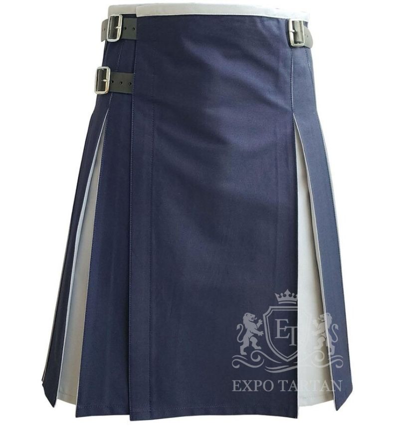 Handmade Navy & White Hybrid Utility Kilt