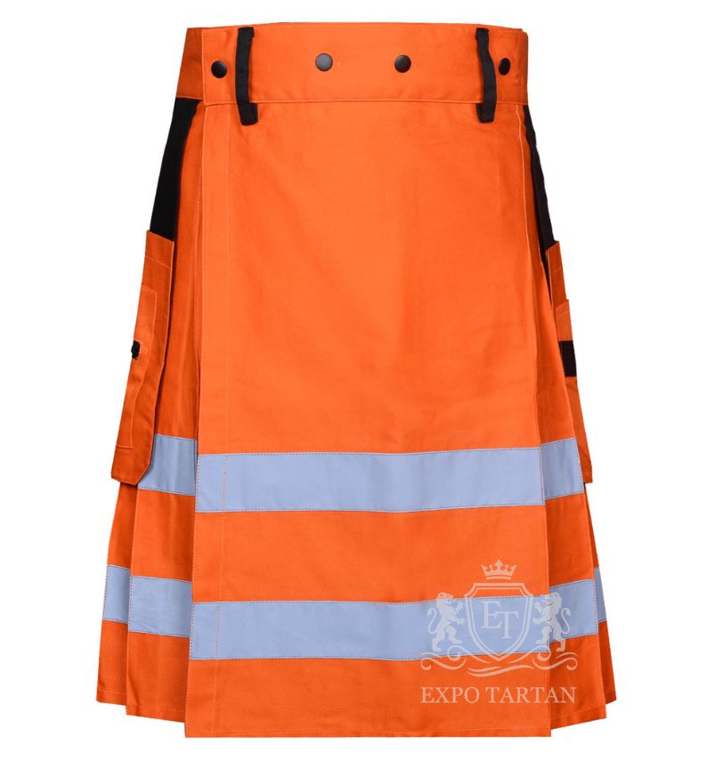 Handmade Orange Firefighter Utility Kilt — Tactical Cotton Kilt