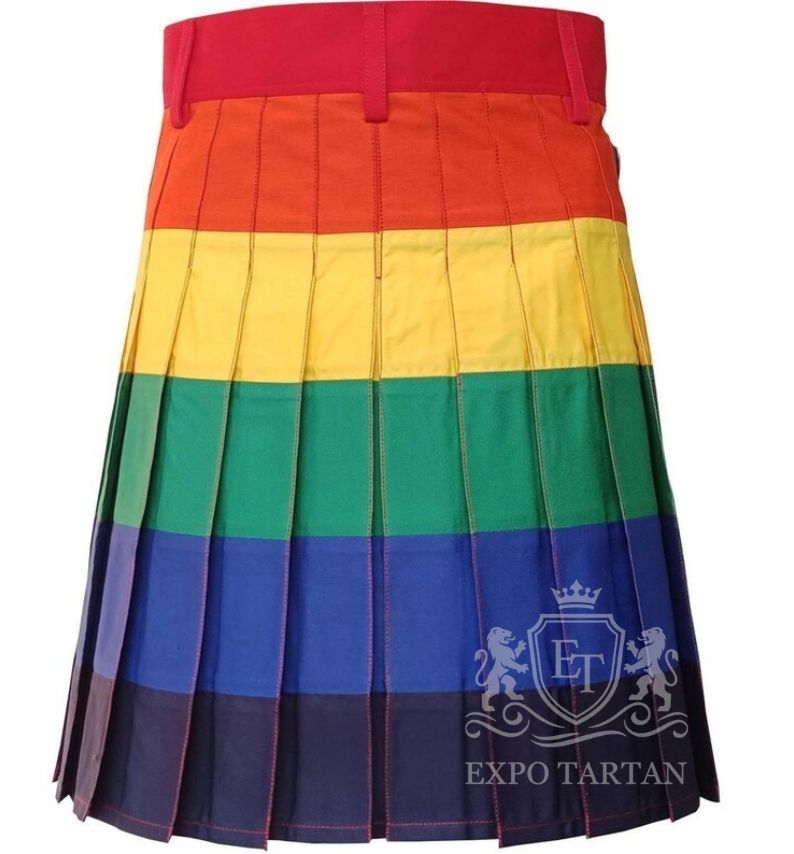 Handmade Rainbow Pride Utility Kilt with Detachable Pocket — Cotton Hybrid | Men's Festival Kilt | LGBTQ+ Pride Wear