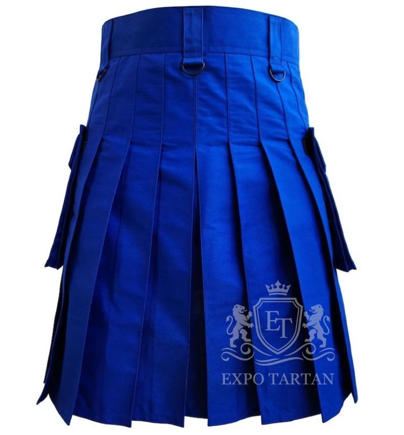Royal Blue Cotton Kilt with Detachable Pockets