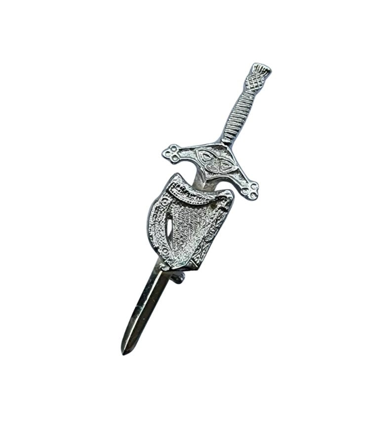 Irish Harp Badge Silver Kilt Pin
