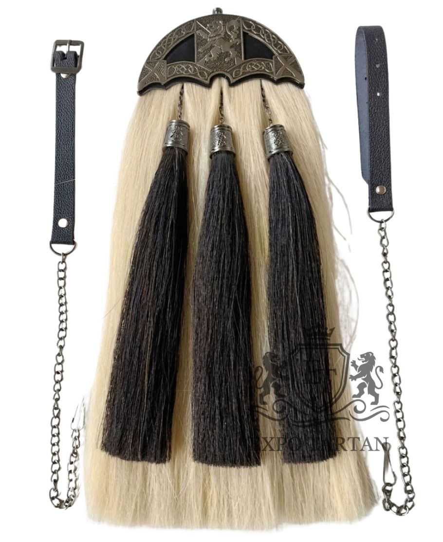 Long Horse Hair Dress Kilt Sporran Rampant Lion Cantle Antique Finish