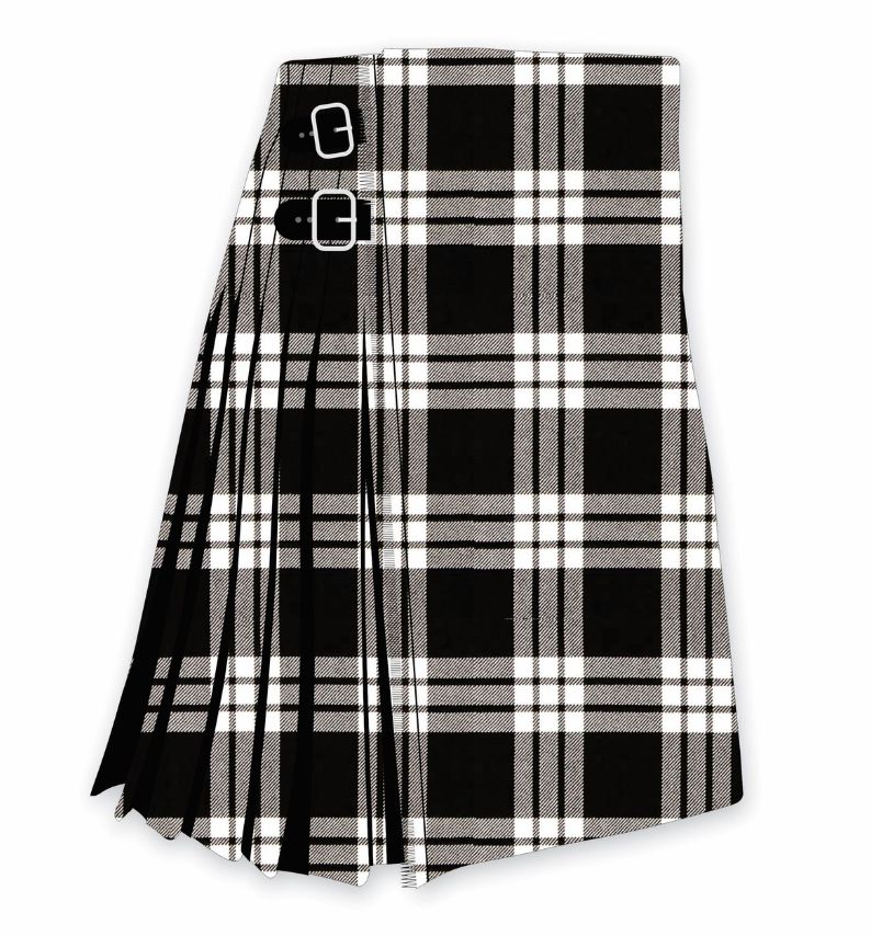 MacFarlane BlackWhite Tartan Kilt
