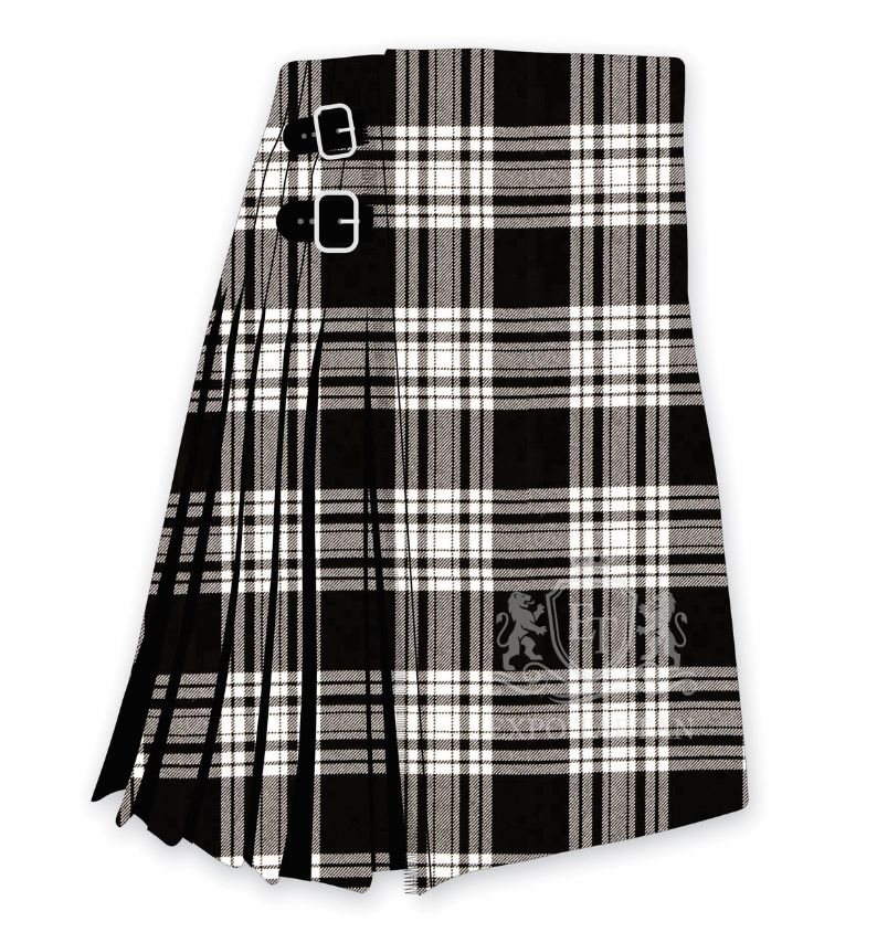 Menzies Black & White Modern Tartan Kilt 