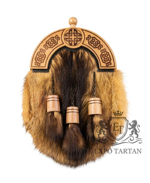 Musquash Full Dress Sporran With Wood Finish Celtic Cantle
