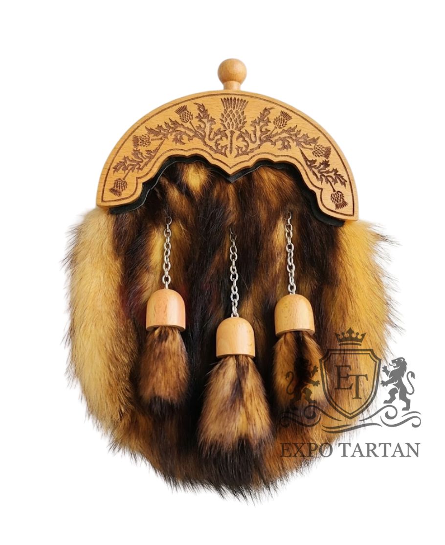  Musquash Full Dress Sporran With Wood Finish Thistle Cantle